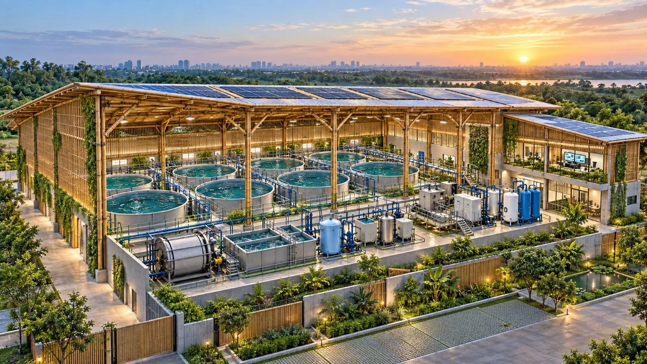 Design render of the Sangareddy murrel RAS facility